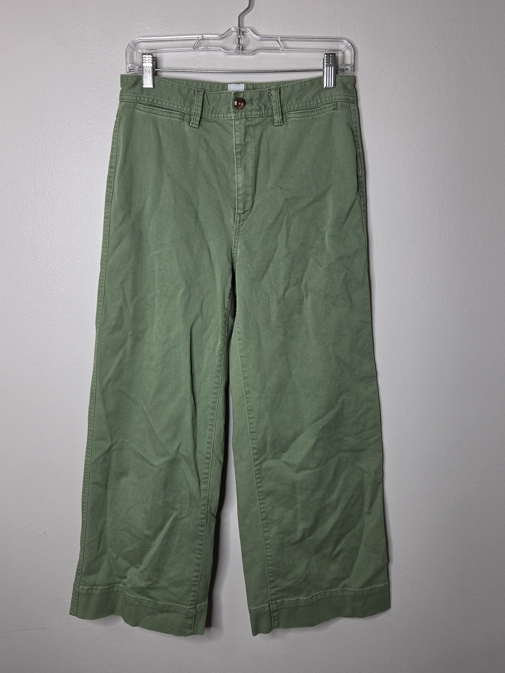 Gap Women's Green High-Rise Wide Leg Crop Pants